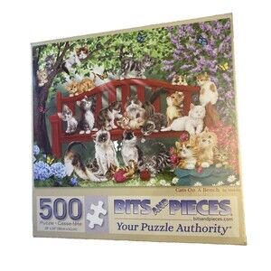 Cats on a Bench Jigsaw Puzzle  500 piece by Makiko Bits & Pieces NEW SEALED